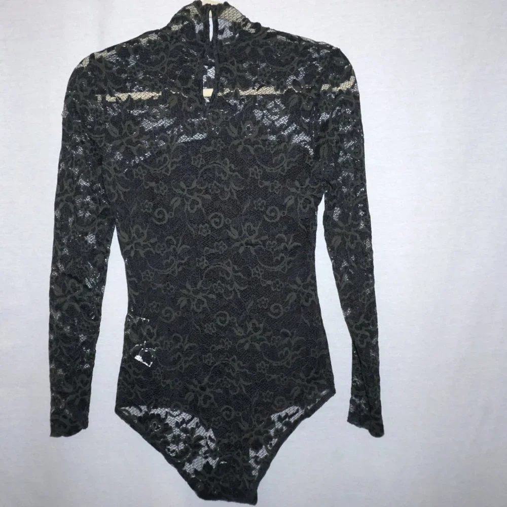 GANNI Flynn Lace Bodysuit size 34 US XS S  forest green  B-20 - Picture 6 of 9
